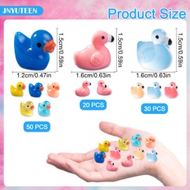 100 Pcs Mini Resin Animals, 4 Styles Mini Resin Flamingo Ducks Resin Miniature Animals, Glowing Luminous Resin Animals Flamingo Ducks Miniature Decor for Dollhouse Landscape Aquarium Ornaments