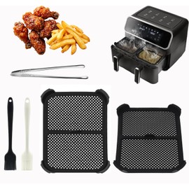 Ominelu 2 Stück Silikon Spritzschutz für Ninja Foodi Dual Zone AF300EU, Wiederverwendbar Airfryer Zubehör, Schützt Heizspirale und Ventilator Mit Ölpinsel Edelstahlclip