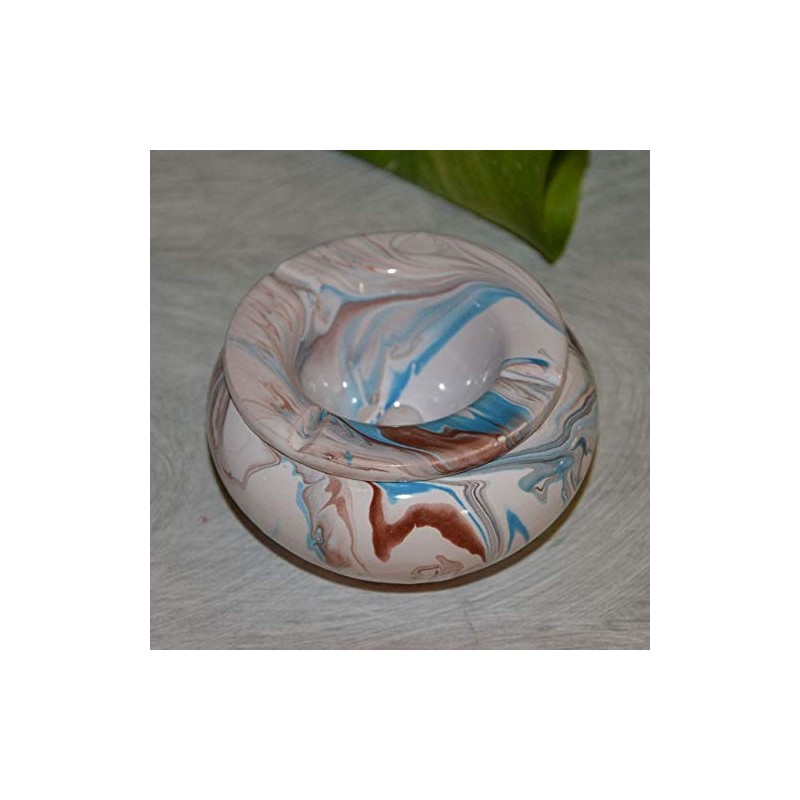 Small Tunisian Marble Ashtray in Blue, Brown and White