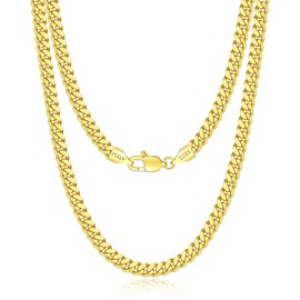 Eterjew 5mm Solid 18k Plated Gold Chain Necklace for Men, Men's Cuban Link Chain Necklace for Men 22 Inch