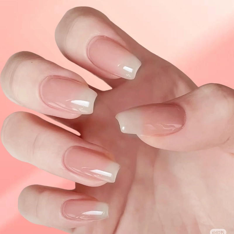 Press On Nails, 24pcs Short Almond Shape Stick On Nails