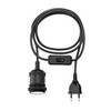 ledscom.de Textile Cable RETRA, Plug, Switch, Black, 3 m, Lamp