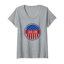 Garland Patriotic round US flag - American and proud V-Neck T-Shirt