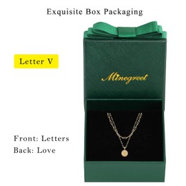 Minegreet Dainty Layered Initial Necklaces for Women, 14K Gold Plated Paperclip Chain Necklace Simple Cute Hexagon Letter Pendant Initial Choker Necklace Gold Layered Necklaces for Women Gold(V)