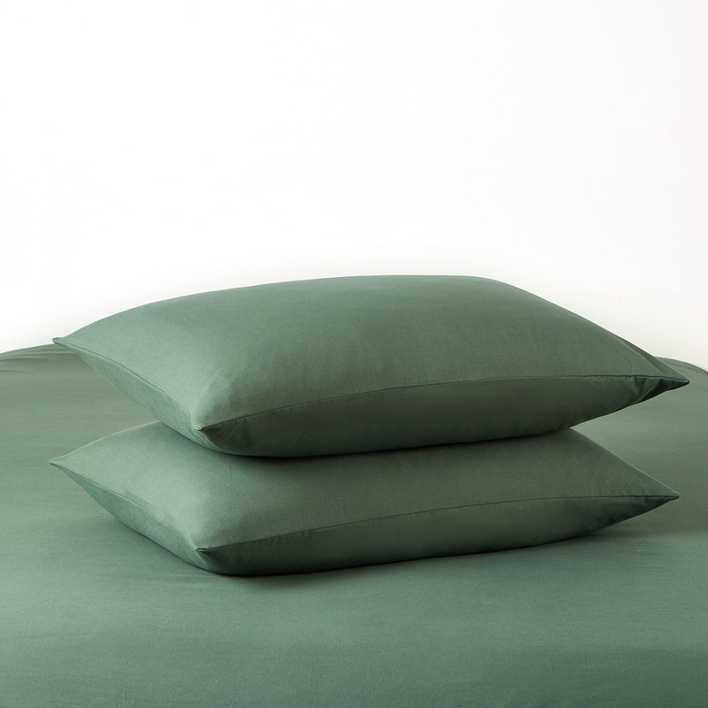 Sacebeleu Luxury Double Duvet Cover Set Green 100% Cotton Plain