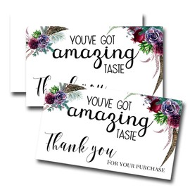 You've Got Amazing Taste Floral Thank You Customer Appreciation Package Inserts for Small Businesses, 100 2" X 3.5” Single Sided Insert Cards by AmandaCreation