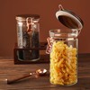 SIQOLNY Glass Coffee Container with Wooden Shelf, 2 x 40