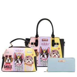 Nicole Lee NIKKY Best Buddies 3 Piece Set, Vegan Leather Satchel, Crossbody, Wallet