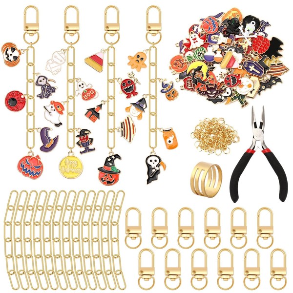 AUGSUN 189Pcs Halloween Keychain Making Kit, Charm Making Crafts 60