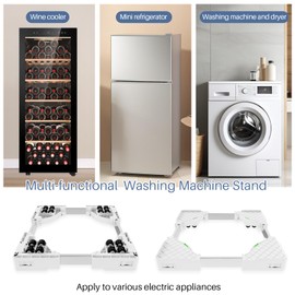 Adjustable Appliance Rollers Heavy Duty, Mobile Mini Fridge Stand Washer and Dryer Stand with 16 Hidden Silent Locking Wheels, Anti Vibration Washing Machine Pedestal Multi-Functional Base for Dryer