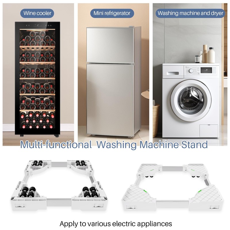 Adjustable Appliance Rollers Heavy Duty, Mobile Mini Fridge Stand Washer