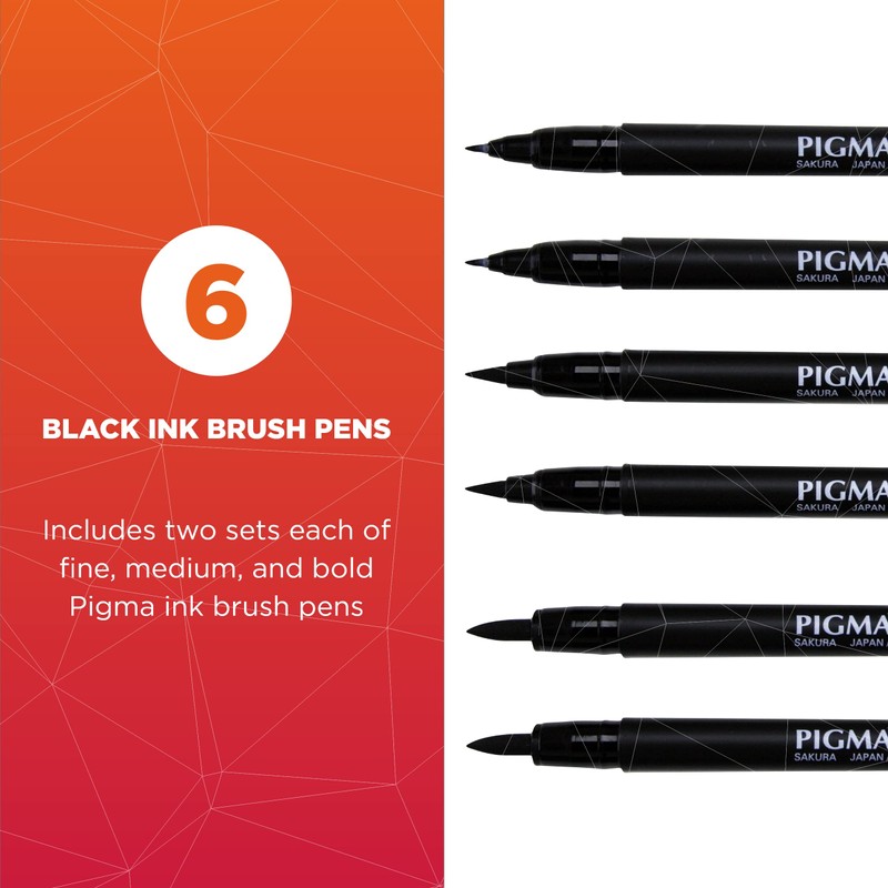Sakura Pigma Professional Brush Pens - Brush Tip Pens -