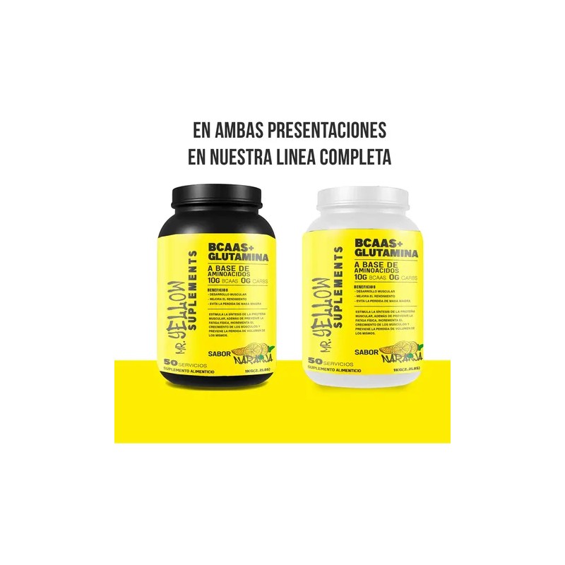 Aminoácidos Bcaas + Glutamina 1kg Mr. Yellow Varios Sabores