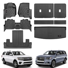 for 2018-2024 2025 Ford Expedition/Lincoln Navigator 7 Seater Floor Mats 3 Row Trunk Cargo Liners Backrest Mat Full Set All Weather TPE Protection Mat Accessories (Only for 7 Seat,Not for MAX Or L)