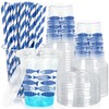 50 Pcs Blue Ocean Fish Plastic Cups with Lids and
