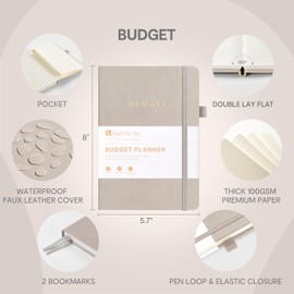 And Per Se Budget Planner, Monthly Budget Book with Expense Tracker Notebook, Undated Financial Planner & Bill Organizer - A5 Size, Hardcover (Soft Cement)