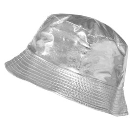Toutacoo, Waterproof Vinyl Bucket Rain Hat (16- Plain Silver S)