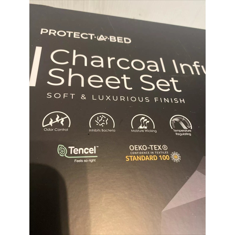 Protect-a-Bed Charcoal Infused Sheet Set Gray Split King