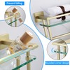 LANC Bathroom Glass Shelf with Towel Bars 20-Inch Floating Tempered
