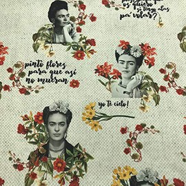 Kt KILOtela - Fabric Sold by the Metre, Digital Print, Half Panama, 100% Cotton, Width: 280 cm, Choice of Length, 70 in 70 cm, Frida, Vibrant, Background Texture.