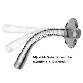 Generic Stainless Steel Shower Extension Arm with Swivel Shower Extension Rod for Fixed Showerheads, Silver, 8 inches, 175g, 1 Pack