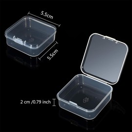 Case, Small Items, Plastic, Trinket Box, Set of 10, Divided Case, 2.2 x 2.2 x 0.8 inches (5.5 x 5.5 x 2 cm), Clear, Storage Case, Square with Lid, Mini, Easy to Carry, Square Refill, Bead Storage