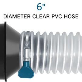 Heavy PVC Dust Collection Hose 6" x 10', Puncture Resistant PVC Dust Collection Hose with Carbon Steel Wire Coil, Flexible Clear PVC Fume Collection Hose for Dust Collectors
