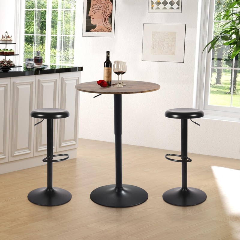 TUOMUR 24" Round Bar Table, Bistro Pub Table, Adjustable Height