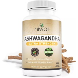 Niwali Ashwagandha Root Herbal Supplement Stress Relief, Mood, & Energy new  60Capsules