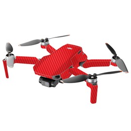 MightySkins Carbon Fiber Compatible with DJI Mini 2 Portable Drone - Solid Red | Protective, Durable Textured Carbon Fiber Finish | Easy to Apply, Remove, and Change Styles | Made in The USA
