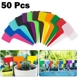 50 etiquetas reutilizables para plantas en T para jardín y macetas, y marcadores impermeables para plantas que resisten el broche y