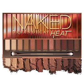 Urban Decay Naked Heat – Paleta de Sombras de Ojos, 12 Tonos Cálidos con Acabado Mate, Satinado y Metálico, Textura Aterciopelada, Alta Pigmentación, Incluye Brocha y Espejo, Cruelty-Free