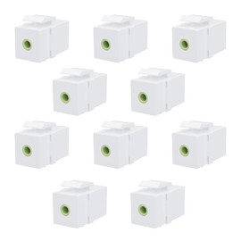DIYTECH Premium 3.5mm Keystone Jack, Female to Female Headphone Speaker Jack Keystone, Stereo Wall Jacks in-line Modular, for Audio Jack Wall Plates, Aux Wall Plate (10 Pack White)