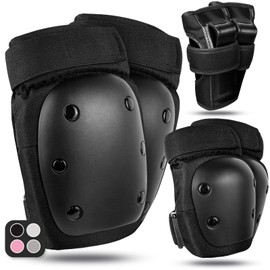 LeapBeast Inline Pads for Adults and Teenagers, for Inline Skates, Skateboard, 6-in-1 Protective Equipment for Inline Skating, with Knee Pads, Elbow Pads and Hand Pads (Black, M)