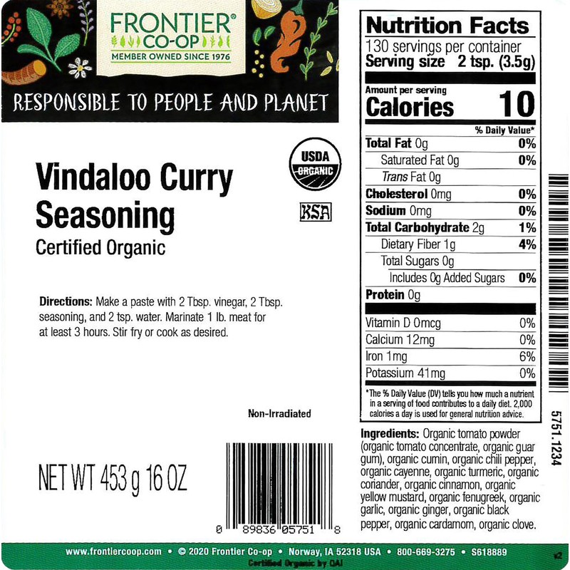 Frontier Co-op Organic Vindaloo Curry Seasoning 1lb