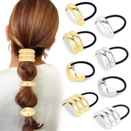 Amariver 8packs gold and silver meta hair ties