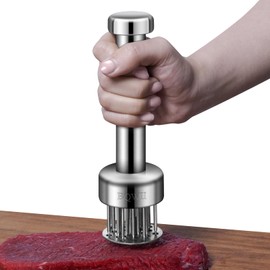 BQWII Stainless Steel Meat Tenderizer Tool with 21 Sharp Needles - A Meat Tenderizer Mallet for Chicken and Beef, Durable Meat Mallet Hammer, Easy-Grip Meat Hammer Tenderizer