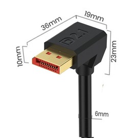16K DisplayPort 2.1 Extension Cable, 90 Degree Right Angle DP Male to Female Cable 52Gbps Support 16K@30Hz,8K@120Hz,4K@240Hz/165Hz HDR, HDCP for Gaming Monitor, TV, Graphics(50cm) (Down)