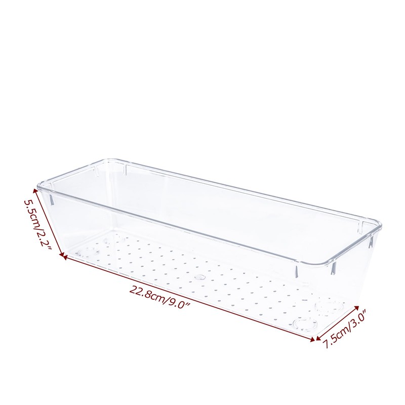 Zuihug 4 PCS Clear Plastic Drawer Organizer, Desk Drawer Divider