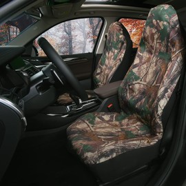 TOYOUN Camo Universal Front Car Seat Covers Waterproof Highback Bucket Seat Covers Green Forest Camouflage Print-Fit Most Cars, Trucks, SUVS, Vans 2 PCS Auto Seat Covers Car Seat Protector