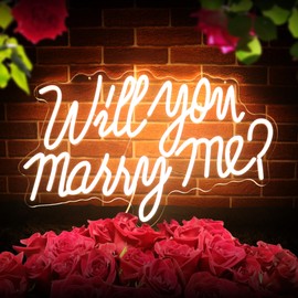 Will You Marry Me Neon Sign for Wedding Party Backdrop Marry Me Light Up Letters for Wall Decor Neon LED Signs for Marriage Proposal Valentine's Day Decorations 21.7x13.8 Inch (warm white)