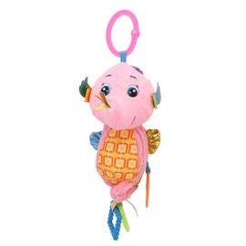 Stuffed Hanging Rattle Doll Soft Sea Horse Cartoon Hanging Plush Doll for Stroller Infant Pink
