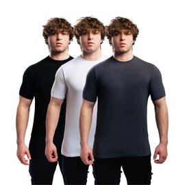 Ekko Men's T-Shirts, Fitted, Scoop Neck Shirt, Apparel for Men, Mens Shirts, Basic Shirts for Men, Lightweight Mens T-Shirts, Made in America, Black, White & Shadow, Variety 3 Pack, XS
