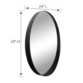 Design House 24-Inch Violette Wall Mirror – Round Mirror with Black Iron Metal Frame – Midcentury Modern Design for Entryway, Vanity, Living Room, Bathroom, 589879