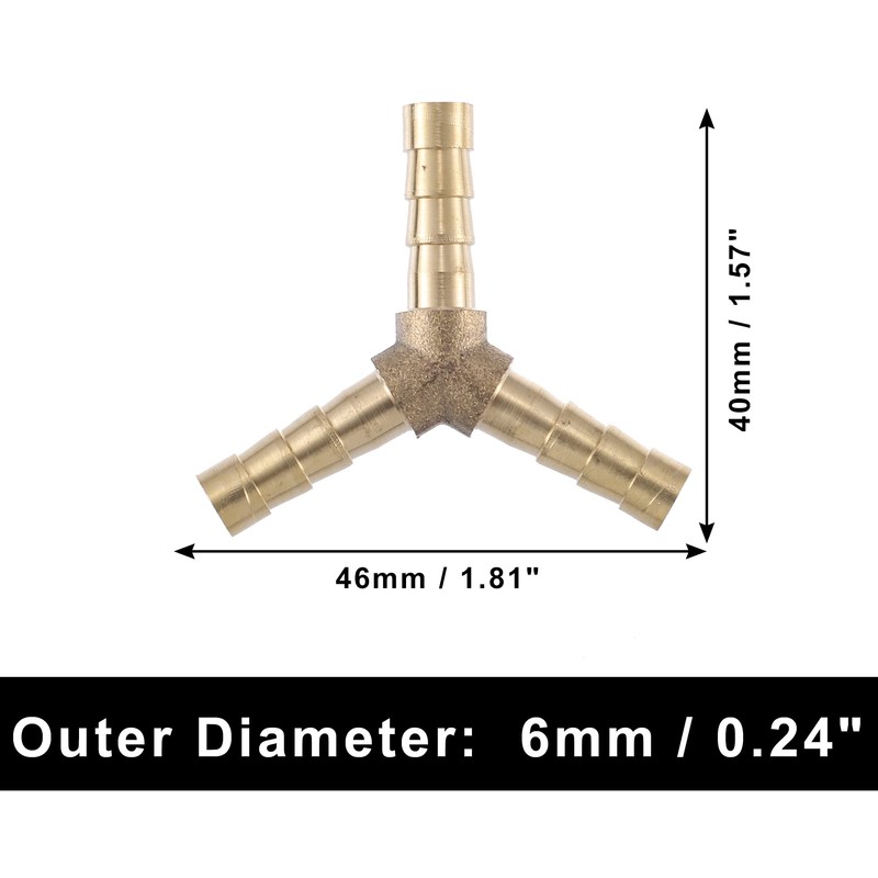 X AUTOHAUX 4 Pcs 6mm Y Shaped Hose Barb Brass