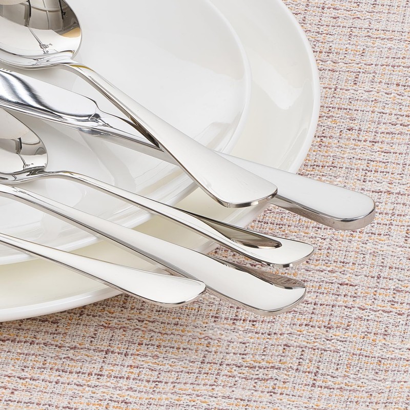 HIKAA 4-Piece Dinner Spoons Set, 8-Inch 18/10 Stainless Steel Spoons,