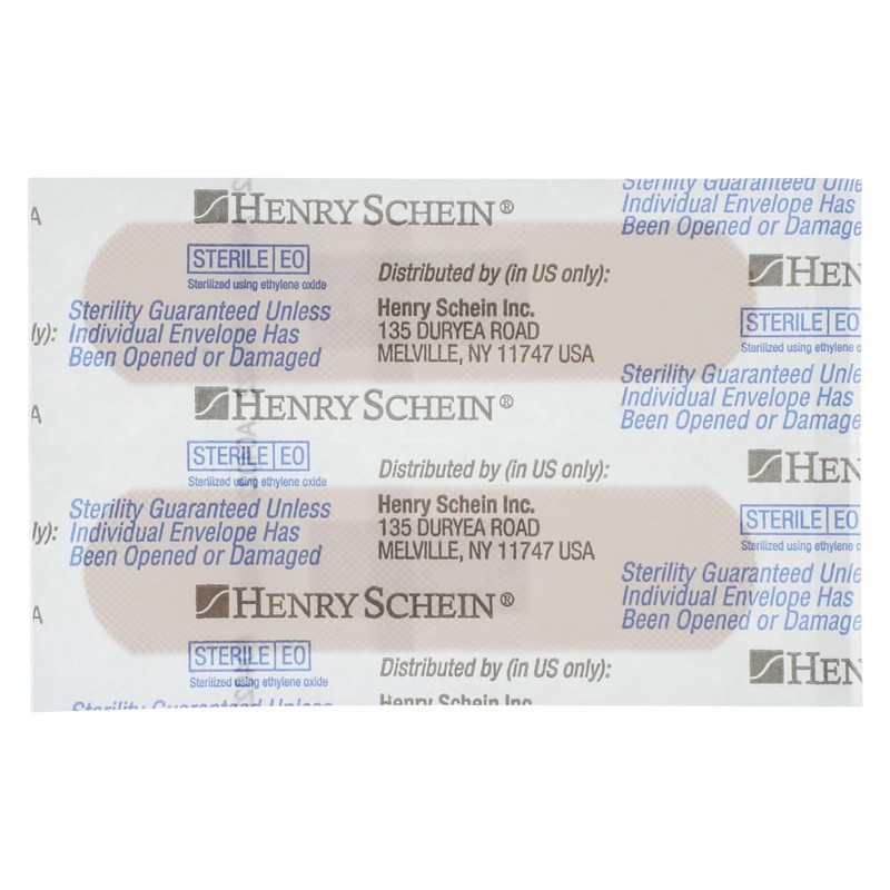 Henry Schein Adhesive Sheer Bandage Strips, 3/4" x 3", Sterile,