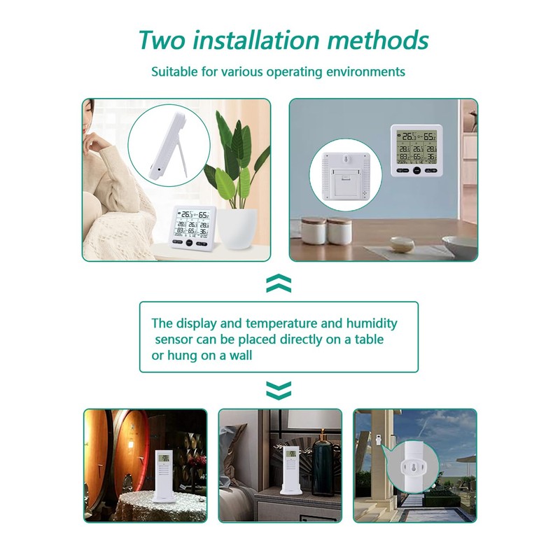 Indoor Outdoor Digital Thermometer Hygrometer with 3 Wireless Sensors, Temperature