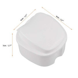 Denture Case, Denture Cup with Strainer, Coolrunner Denture Bath Box False Teeth Storage Box with Basket Net Container Holder for Travel, Retainer Cleaning