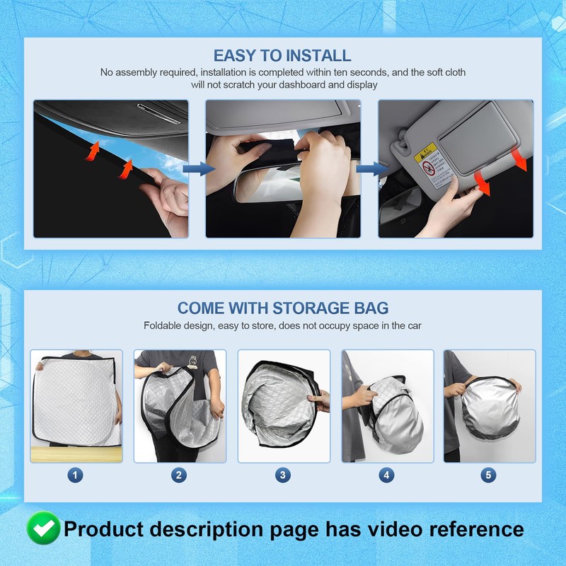 KMF 5pcs Thicken Car Sun Shades for Hyundai Santa Cruz